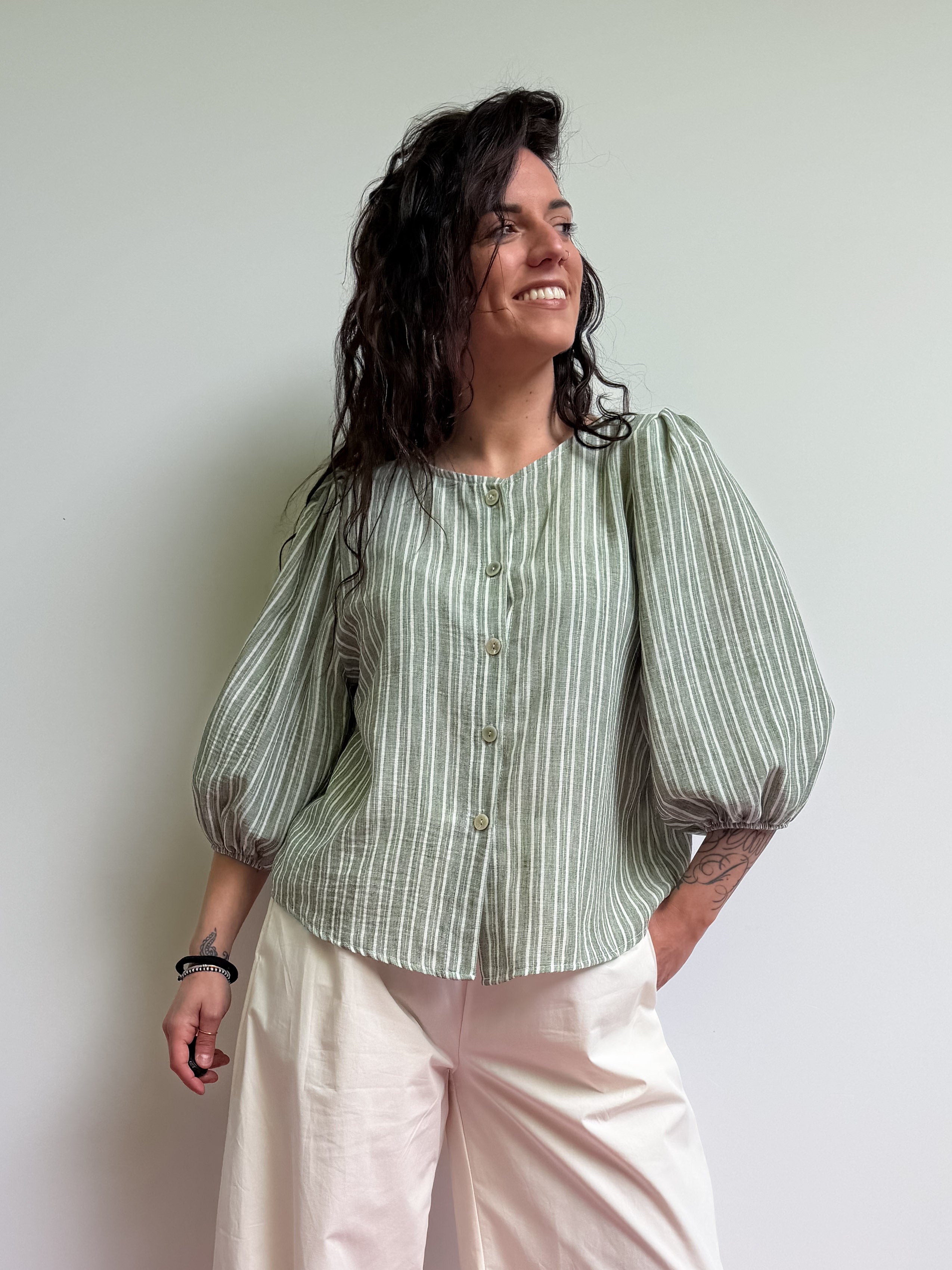 Camicia con manica a palloncino