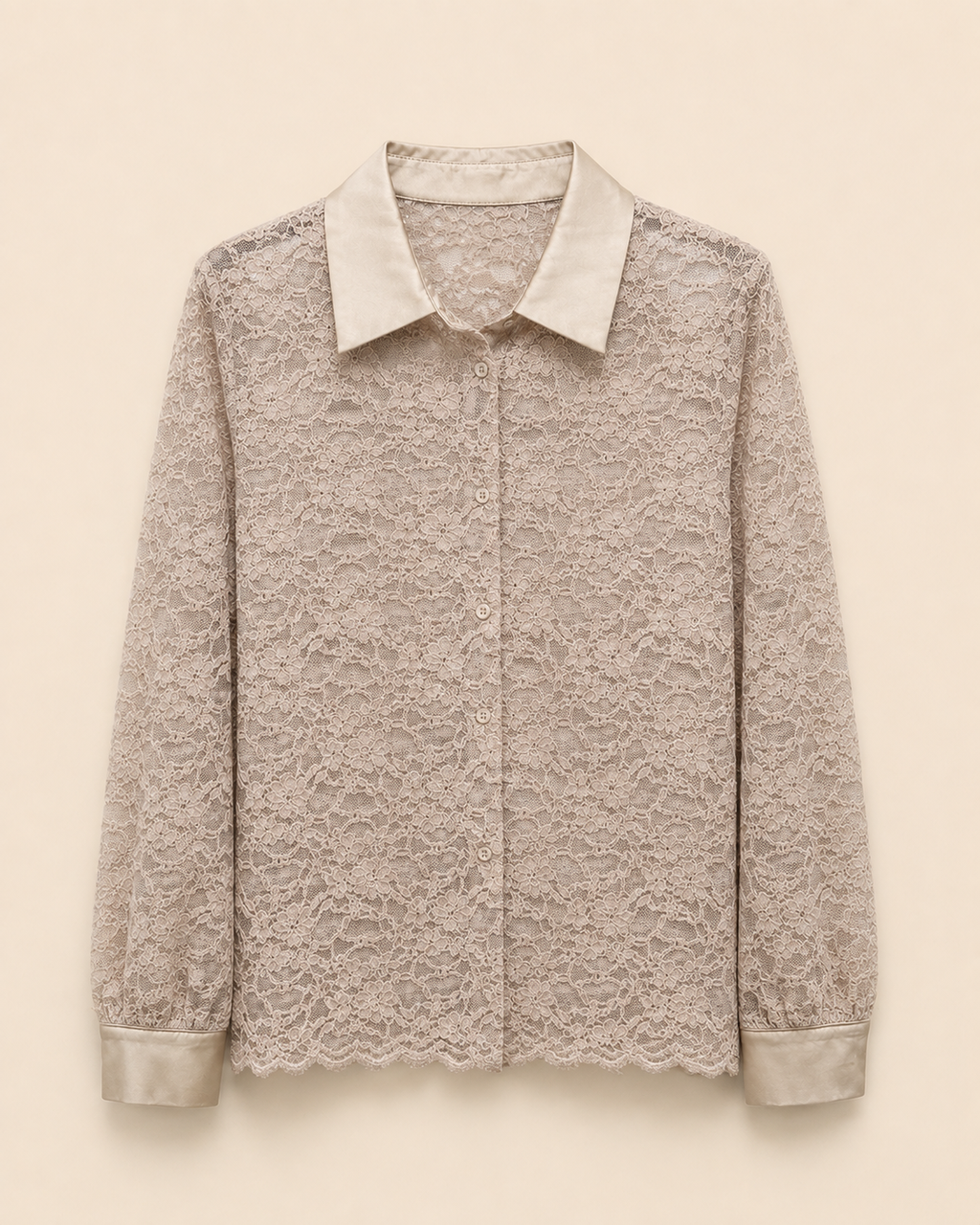 Camicia in pizzo con dettagli satin