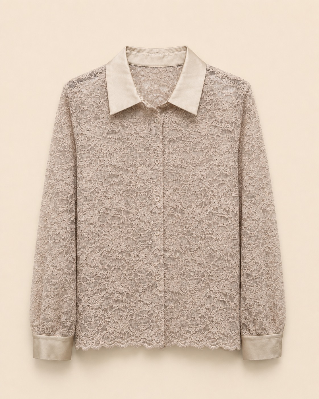 Camicia in pizzo con dettagli satin