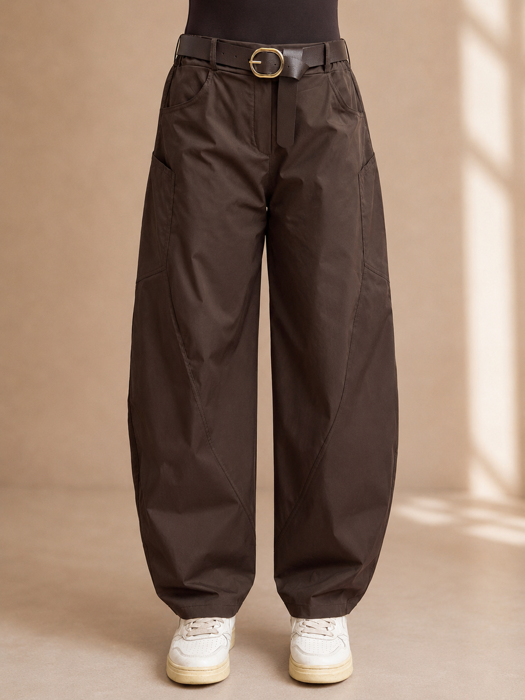 Pantalone barrel in tela