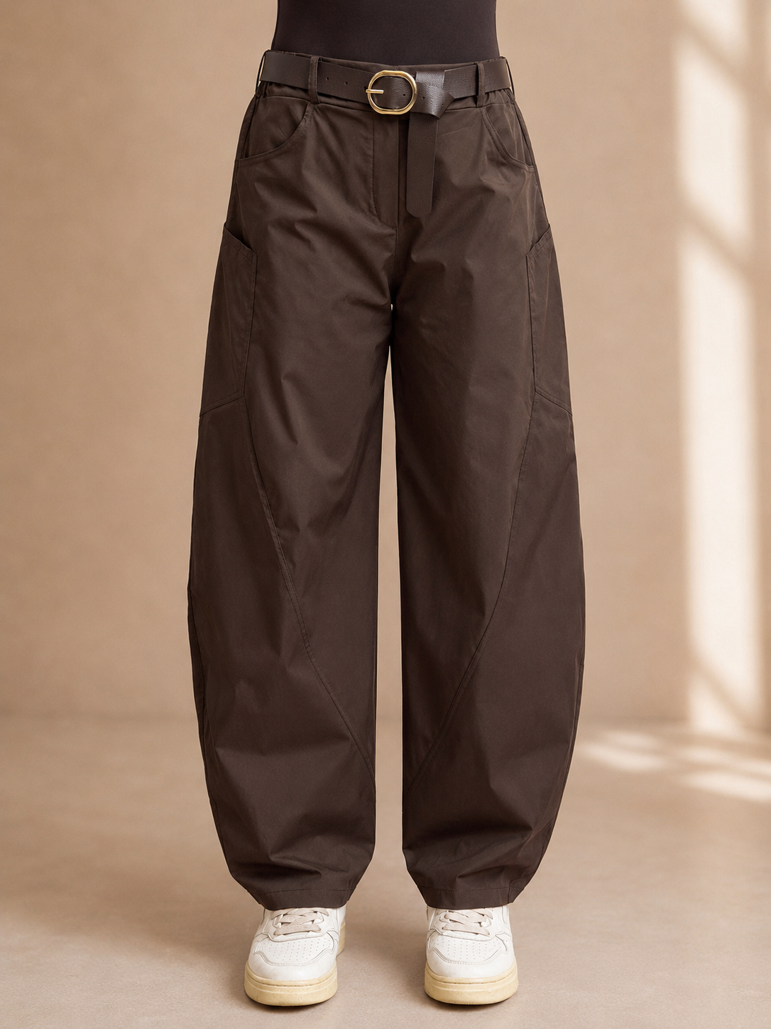 Pantalone barrel in tela