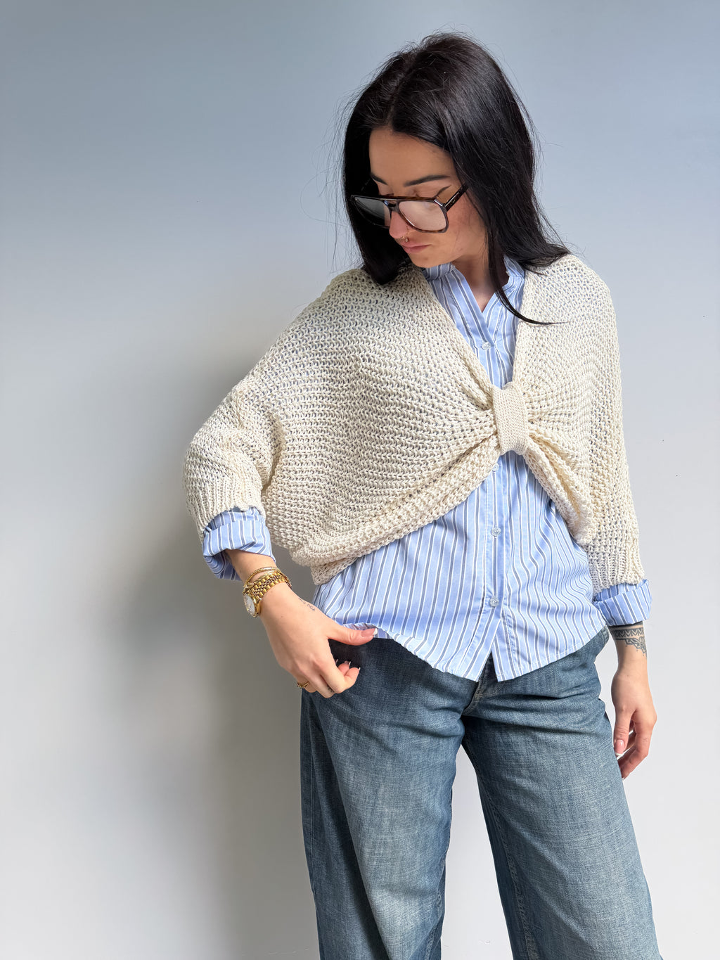 Camicia alla coreana con righe