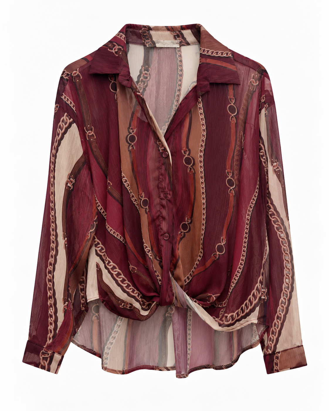 Camicia donna fantasia catene con drappeggio