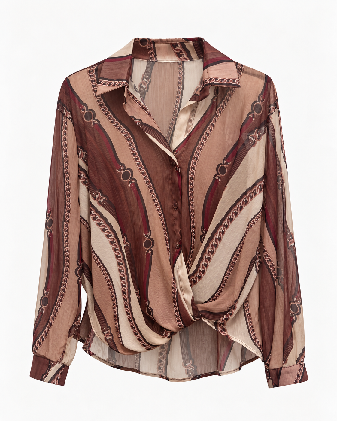 Camicia donna fantasia catene con drappeggio