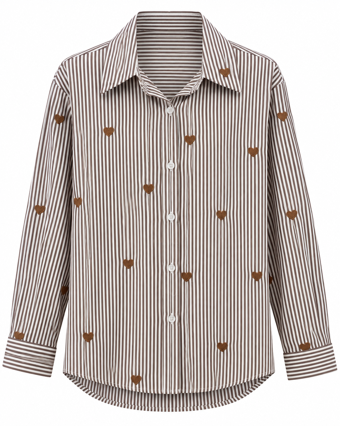 Camicia a righe con cuori ricamati