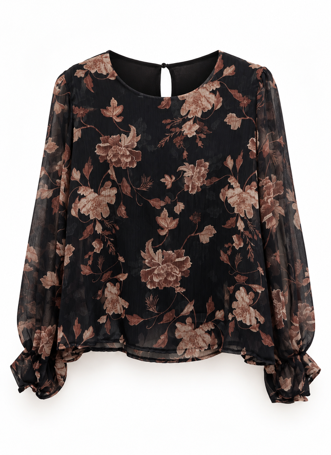 Blusa Donna Floreale con Maniche a Volant