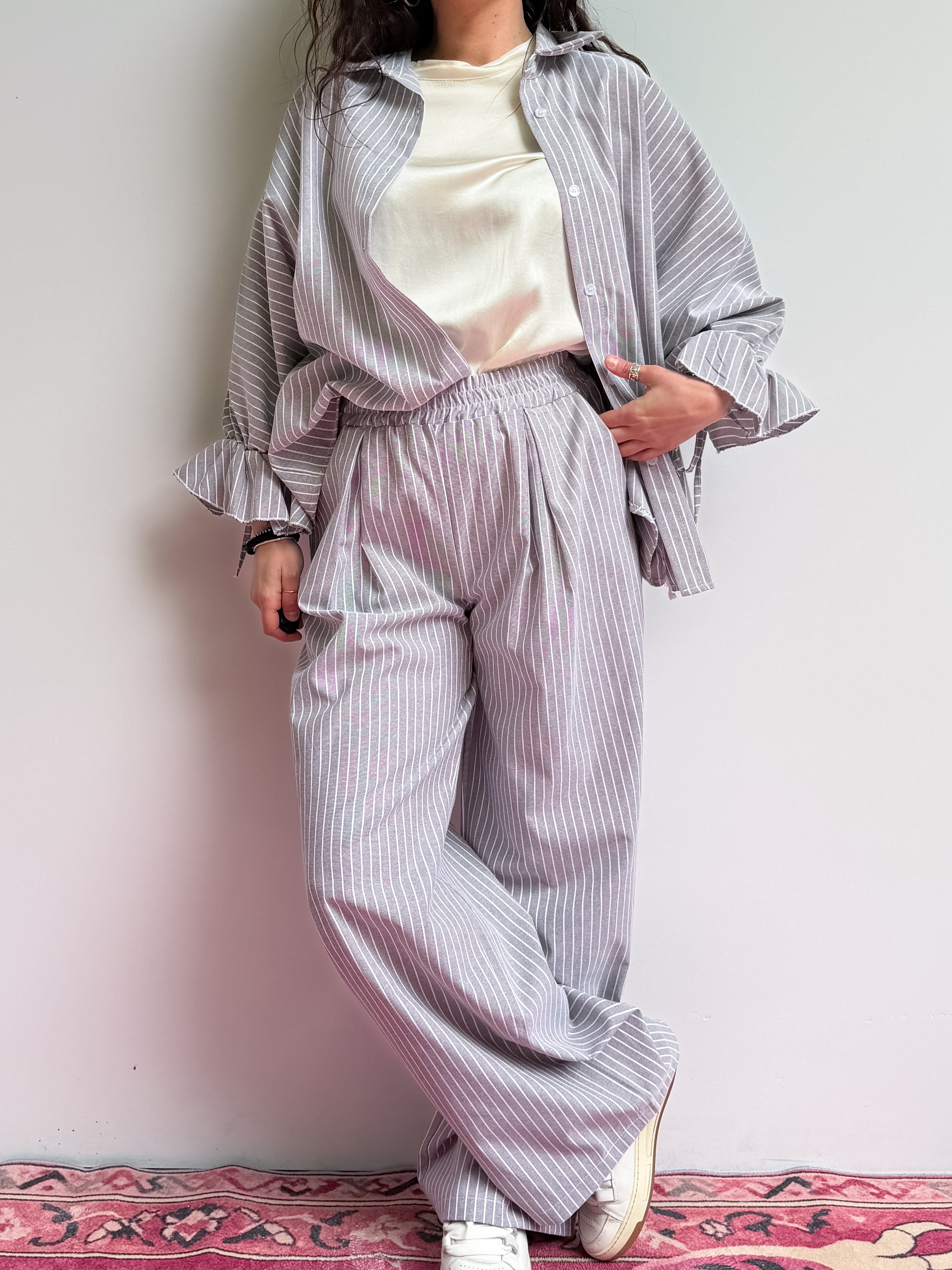 Pantapalazzo gessato con elastico