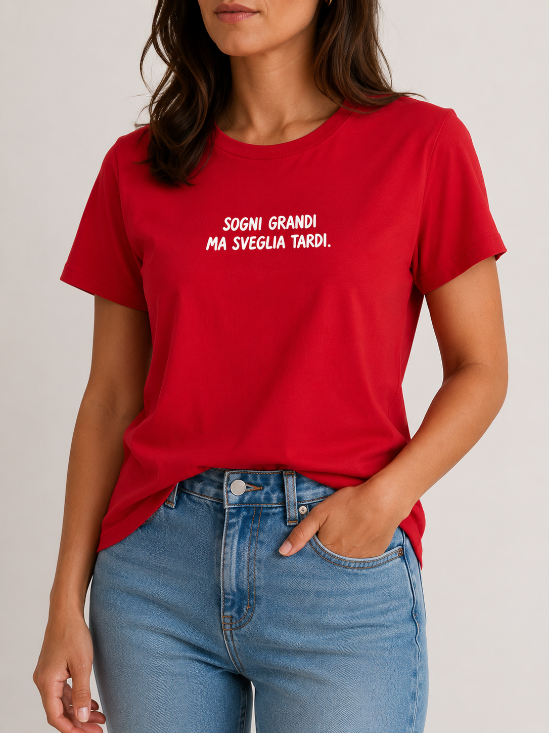 T-shirt con scritta ironica