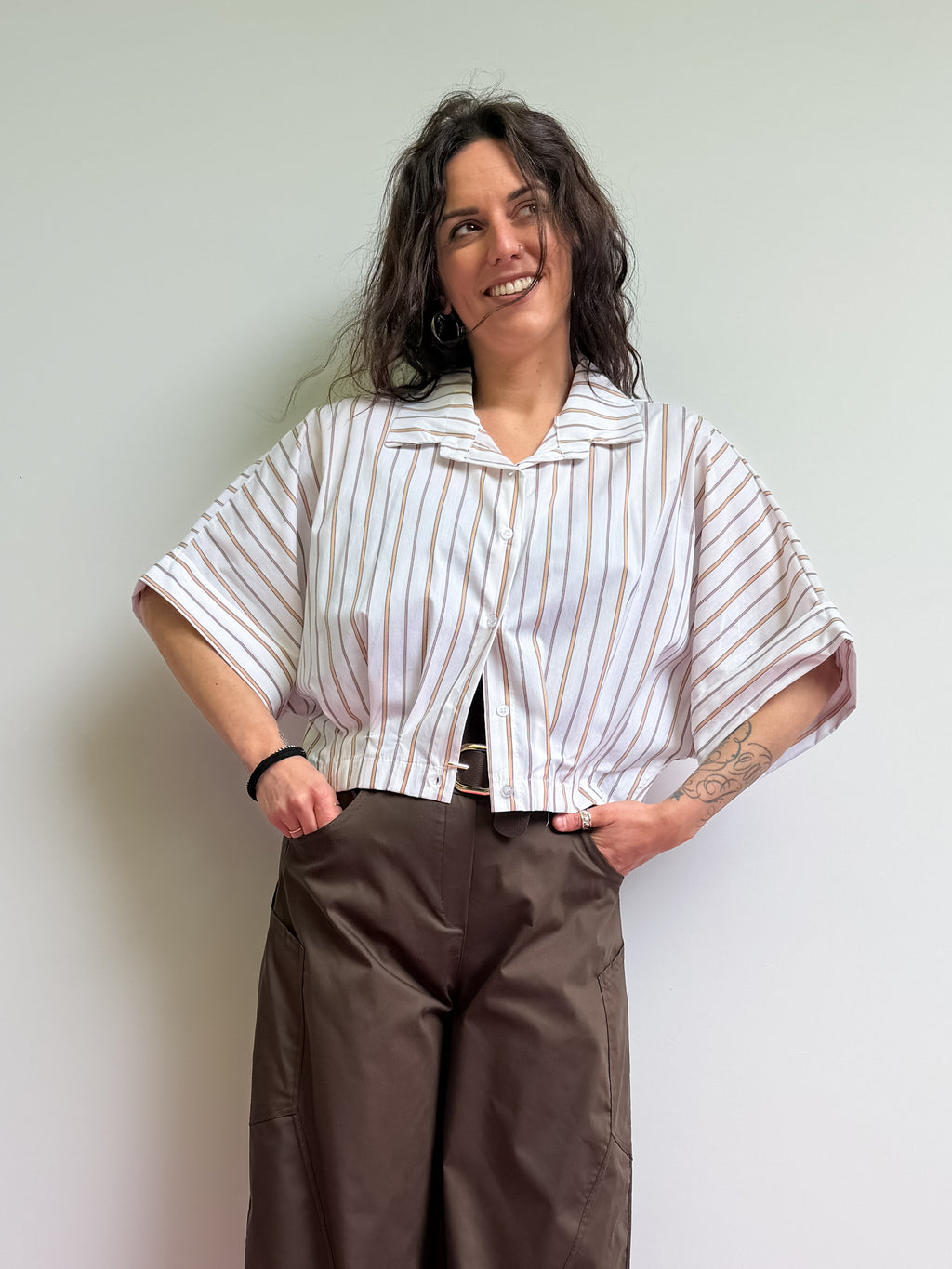 Camicia crop mezze maniche