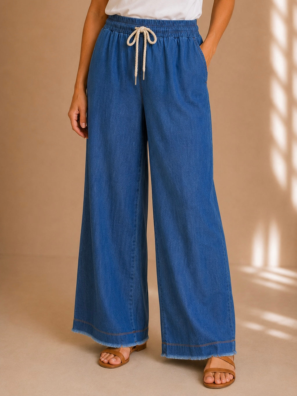 Pantalone a palazzo simil jeans