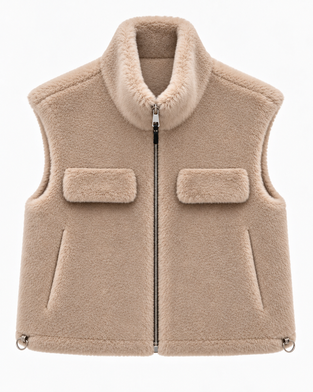 Gilet donna in pelliccia ecologica con zip