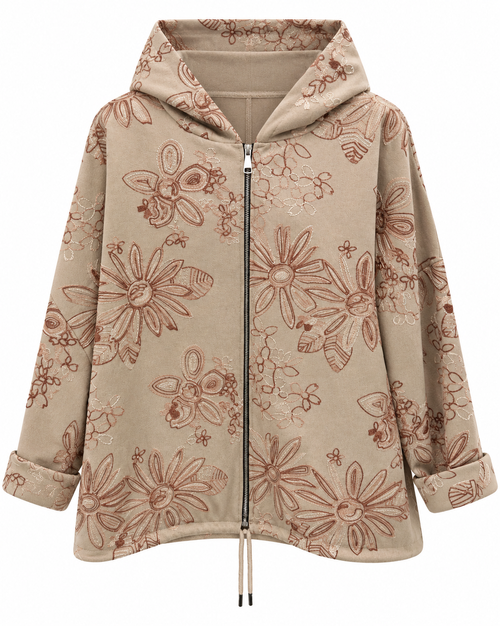 Felpa effetto suede ricamata