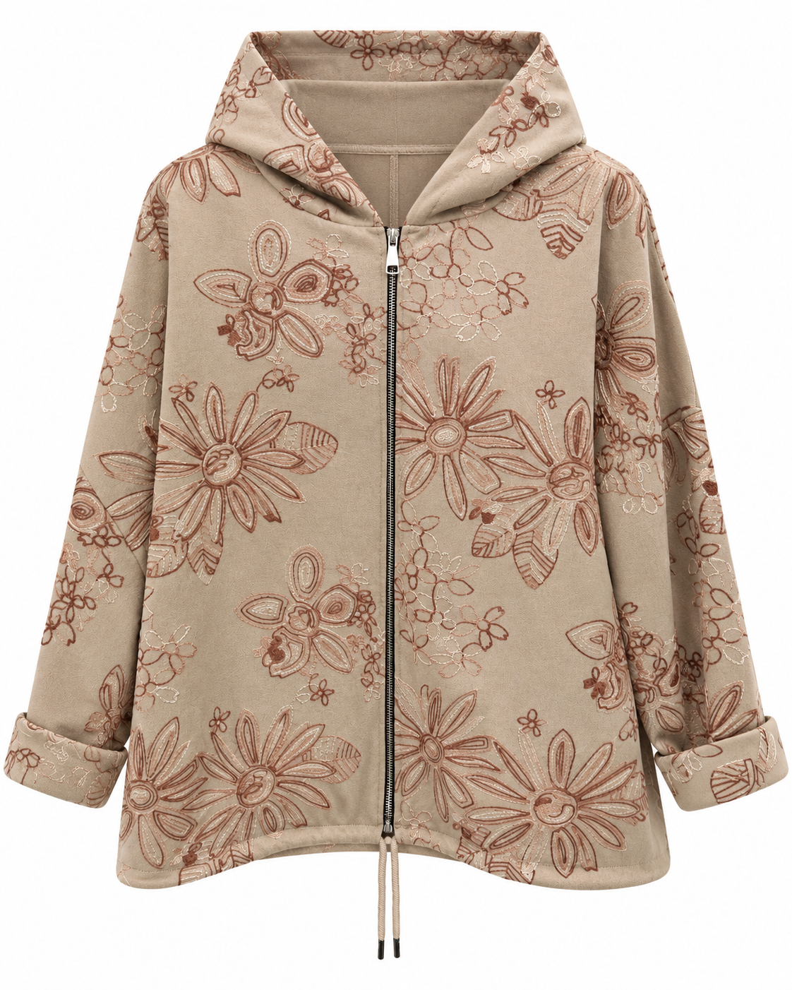 Felpa effetto suede ricamata