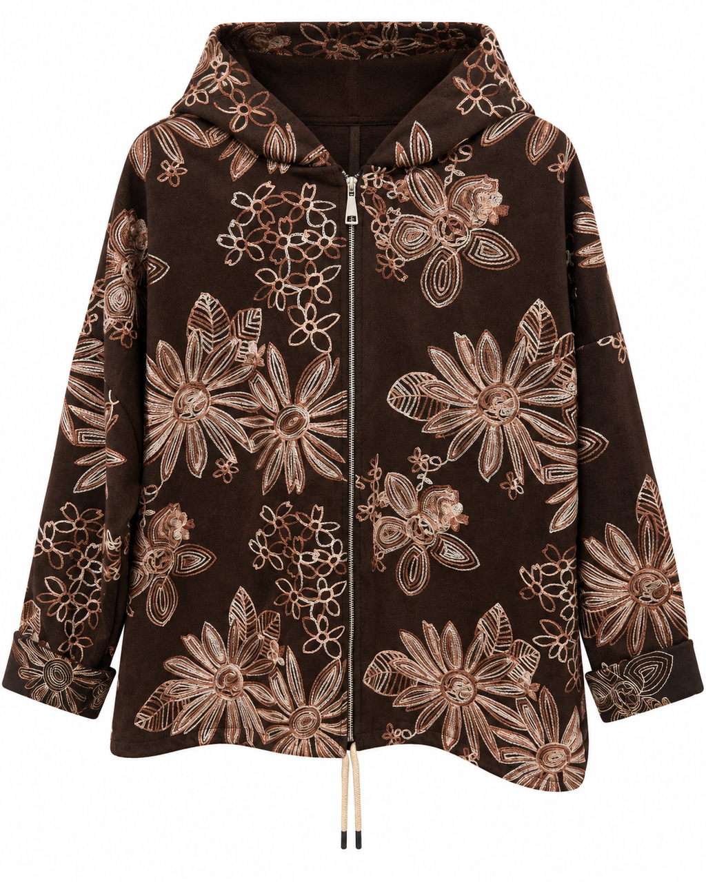 Felpa effetto suede ricamata