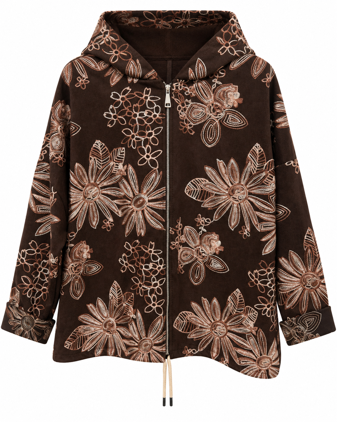 Felpa effetto suede ricamata