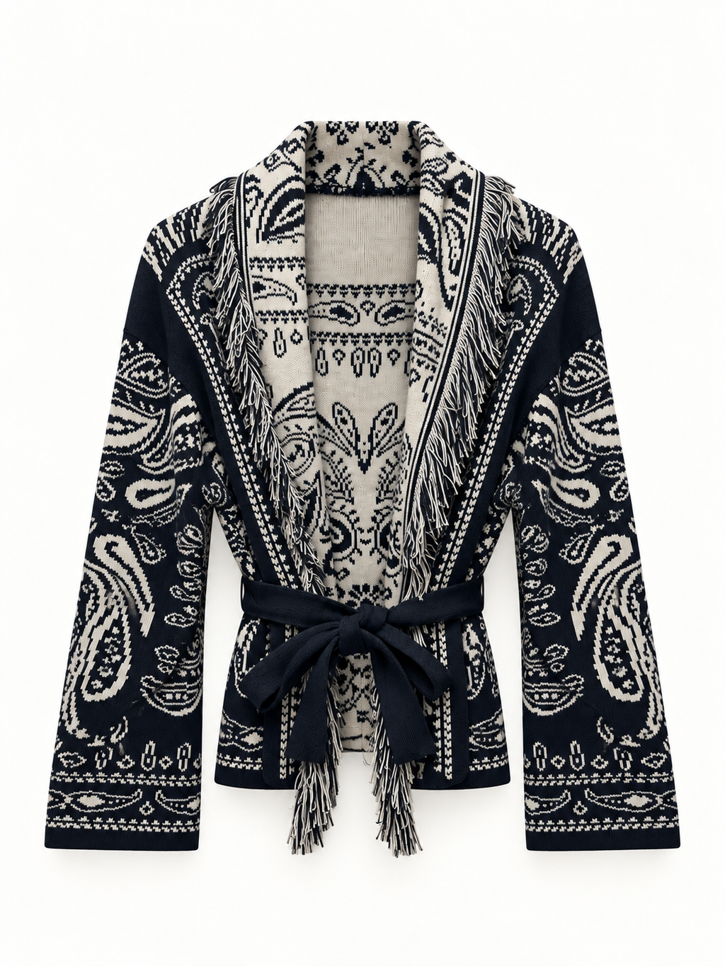 Cardigan Donna Paisley con Frange