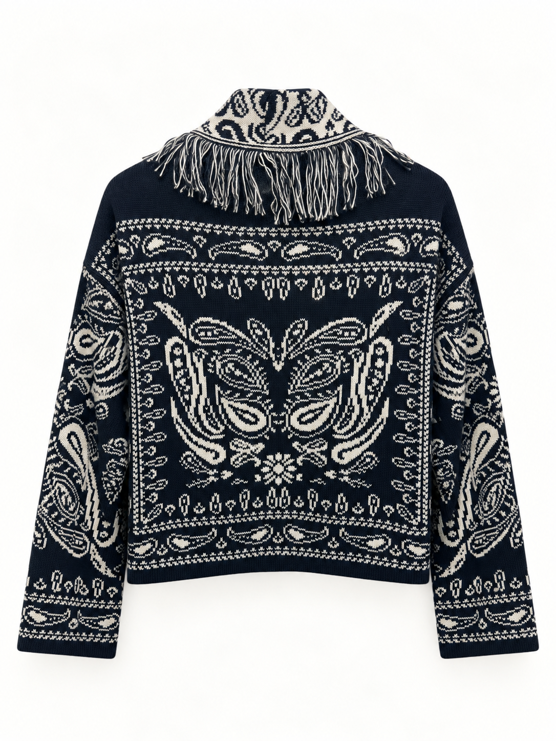 Cardigan Donna Paisley con Frange