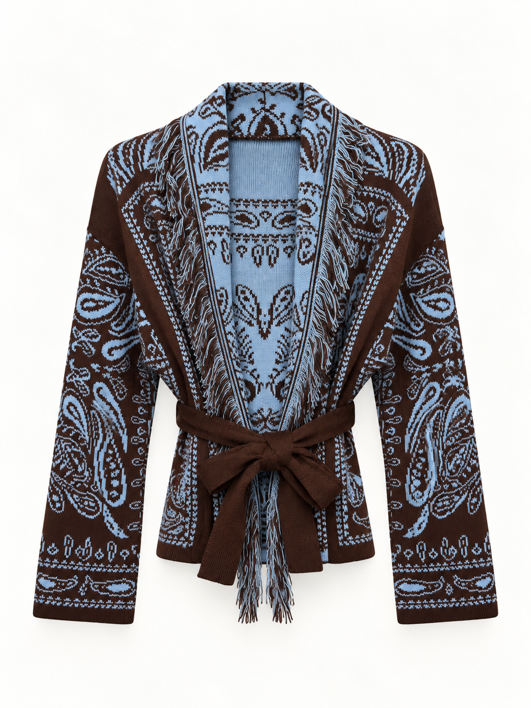 Cardigan Donna Paisley con Frange