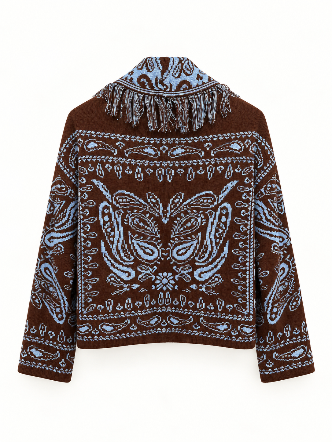 Cardigan Donna Paisley con Frange