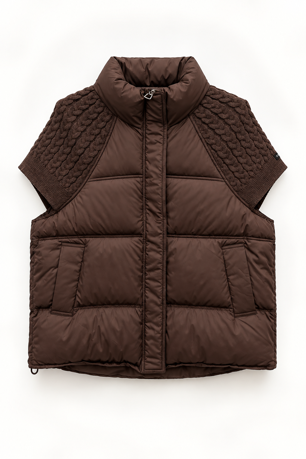 Gilet Donna over Imbottito con Spalle in Maglia