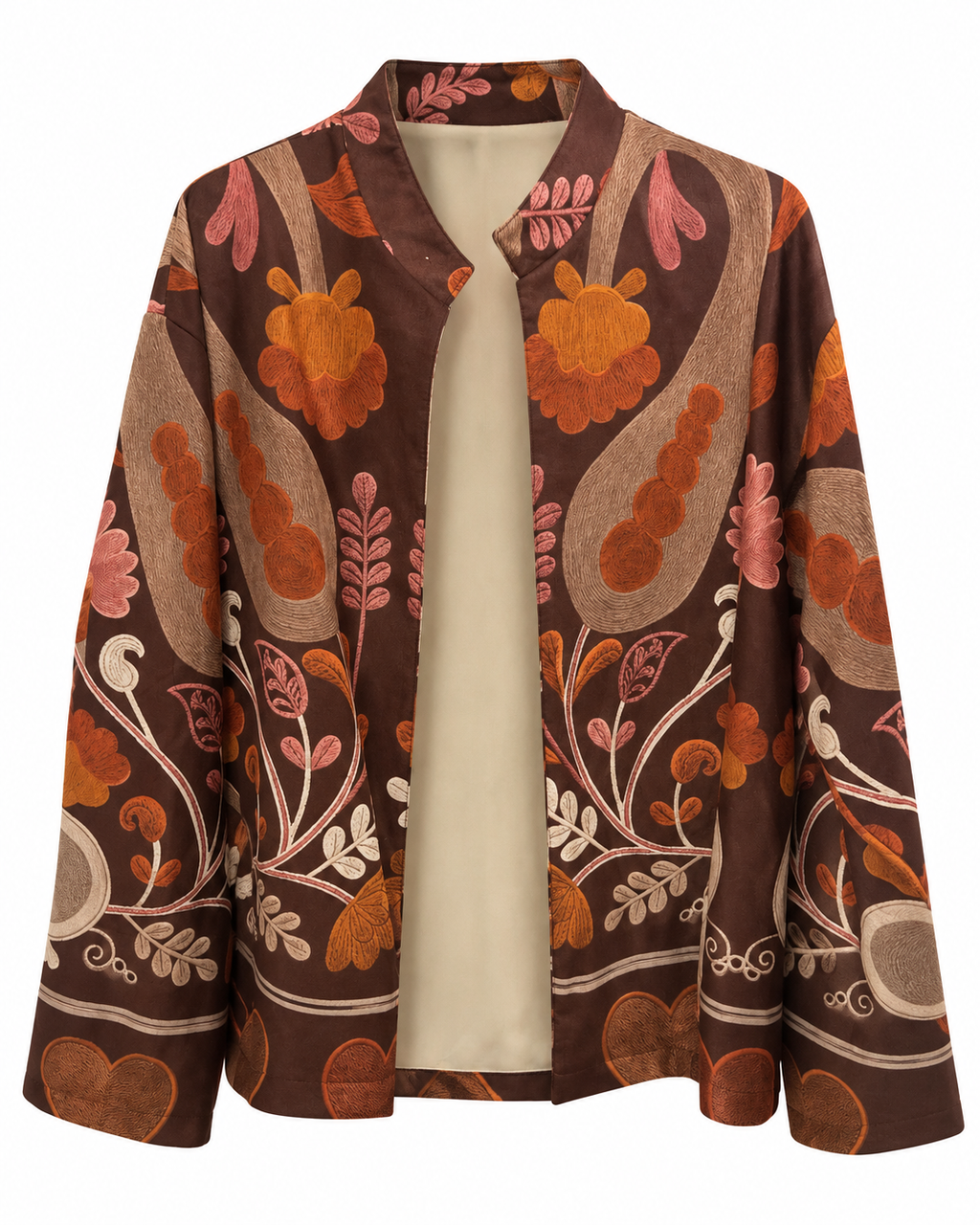 Giacca effetto suede con stampa floreale
