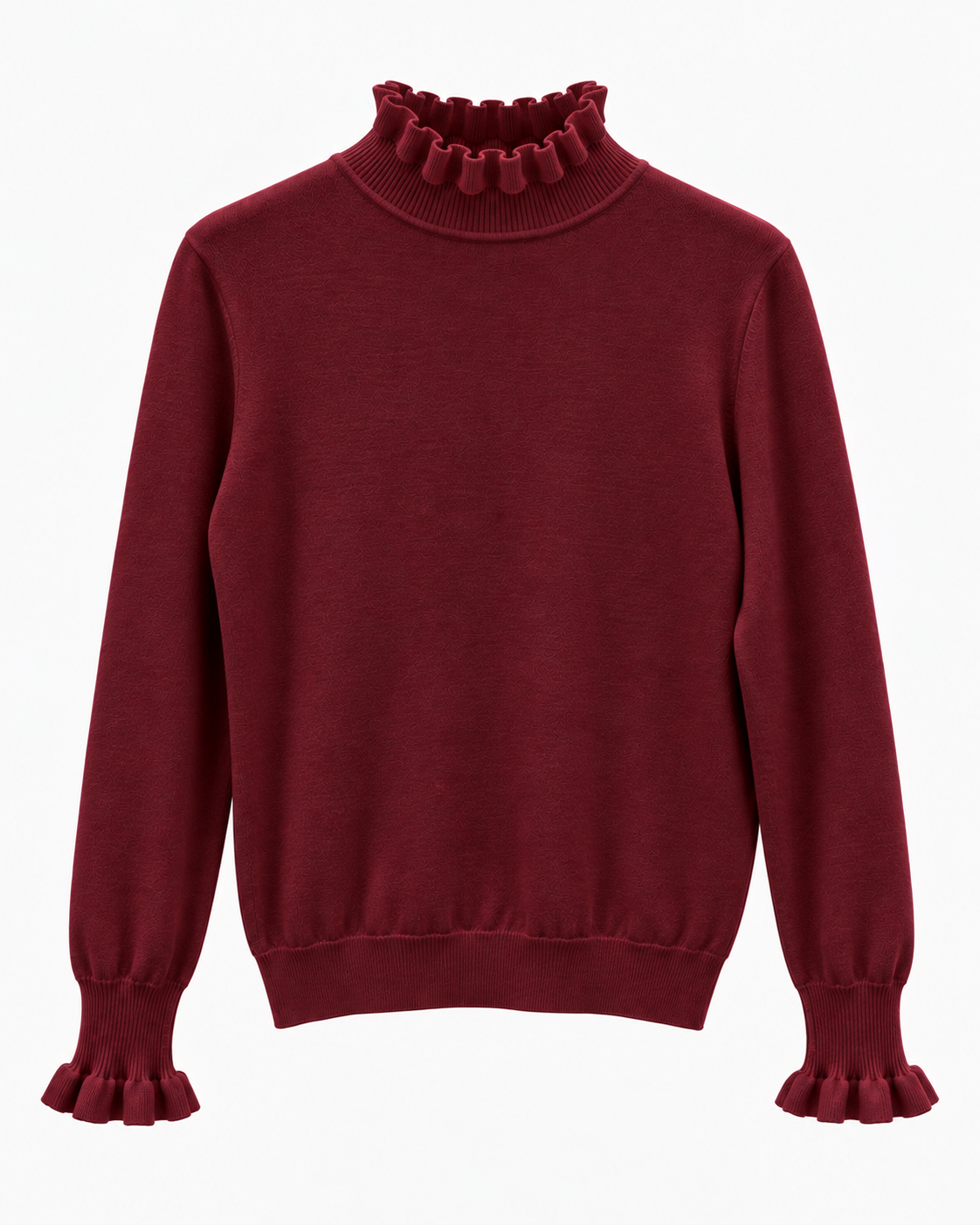 Maglia donna con collo lupetto e volant