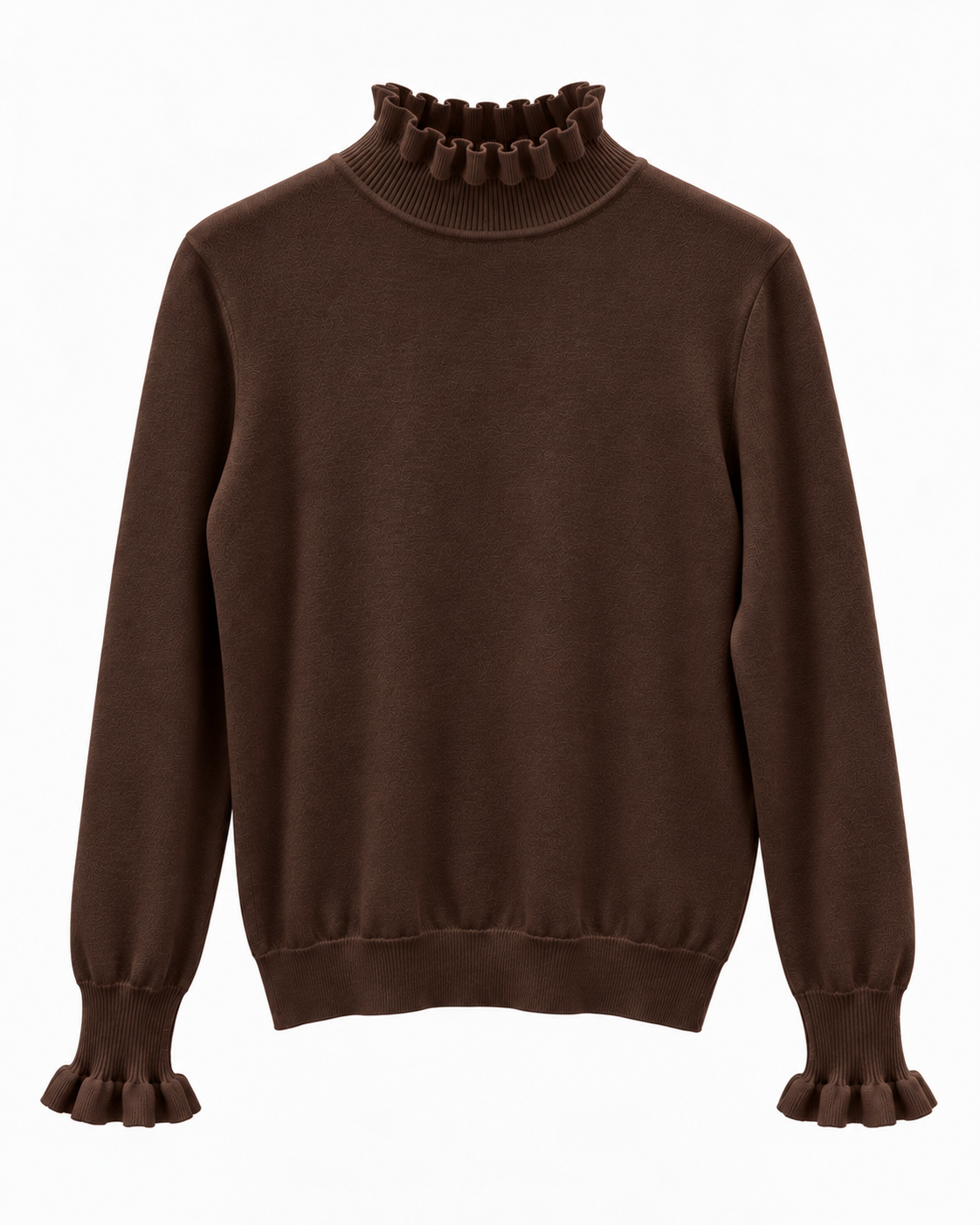 Maglia donna con collo lupetto e volant
