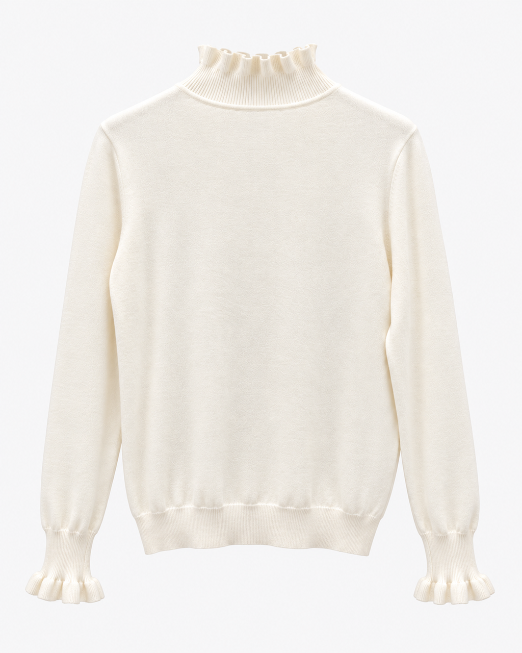 Maglia donna con collo lupetto e volant