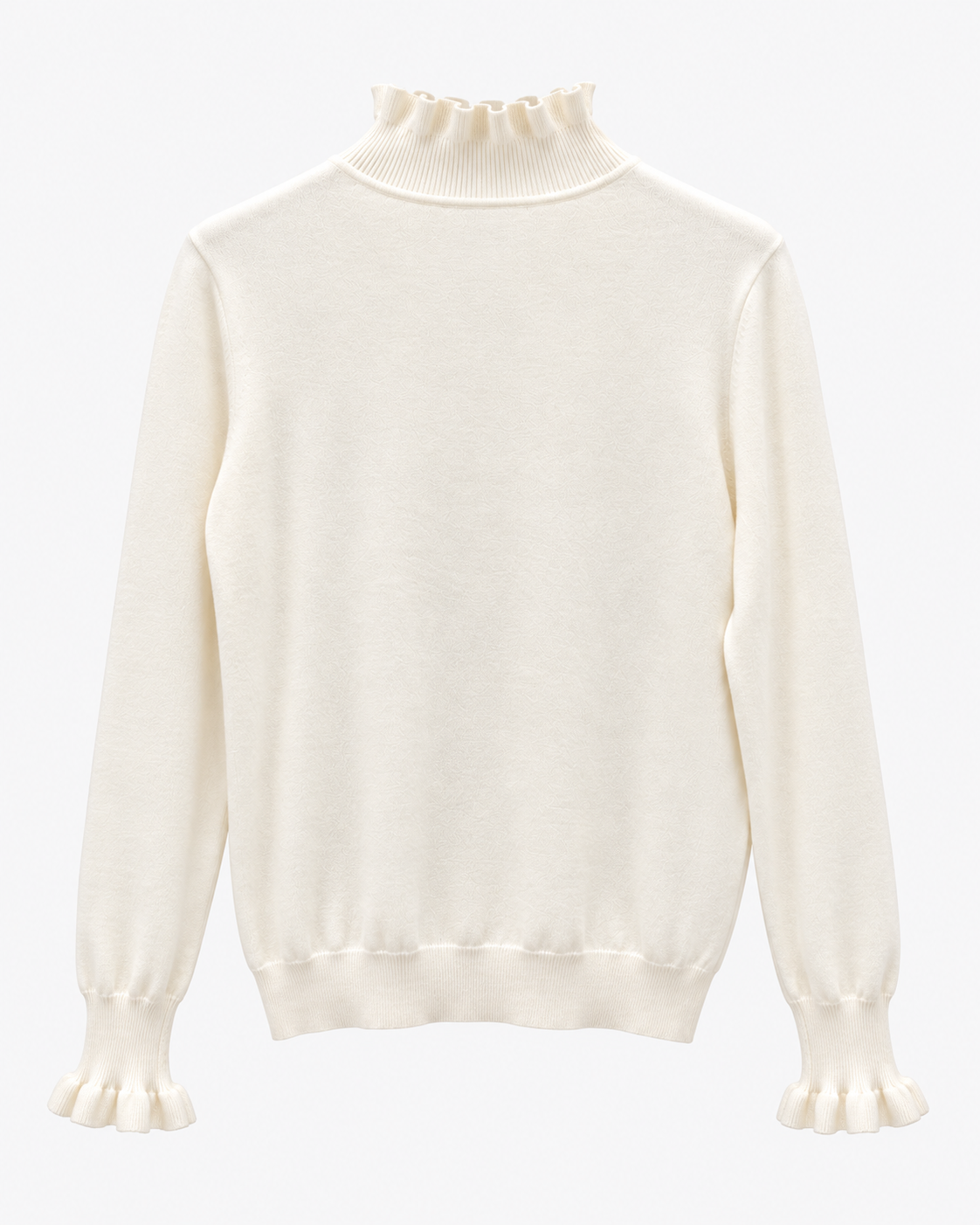 Maglia donna con collo lupetto e volant