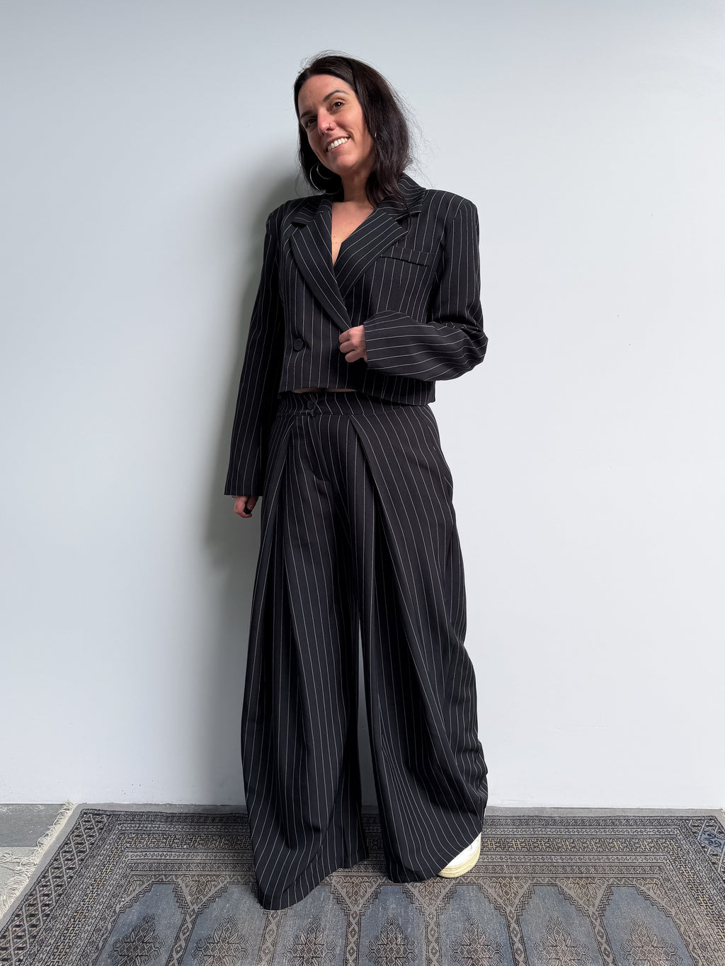 Pantalone gessato baloon