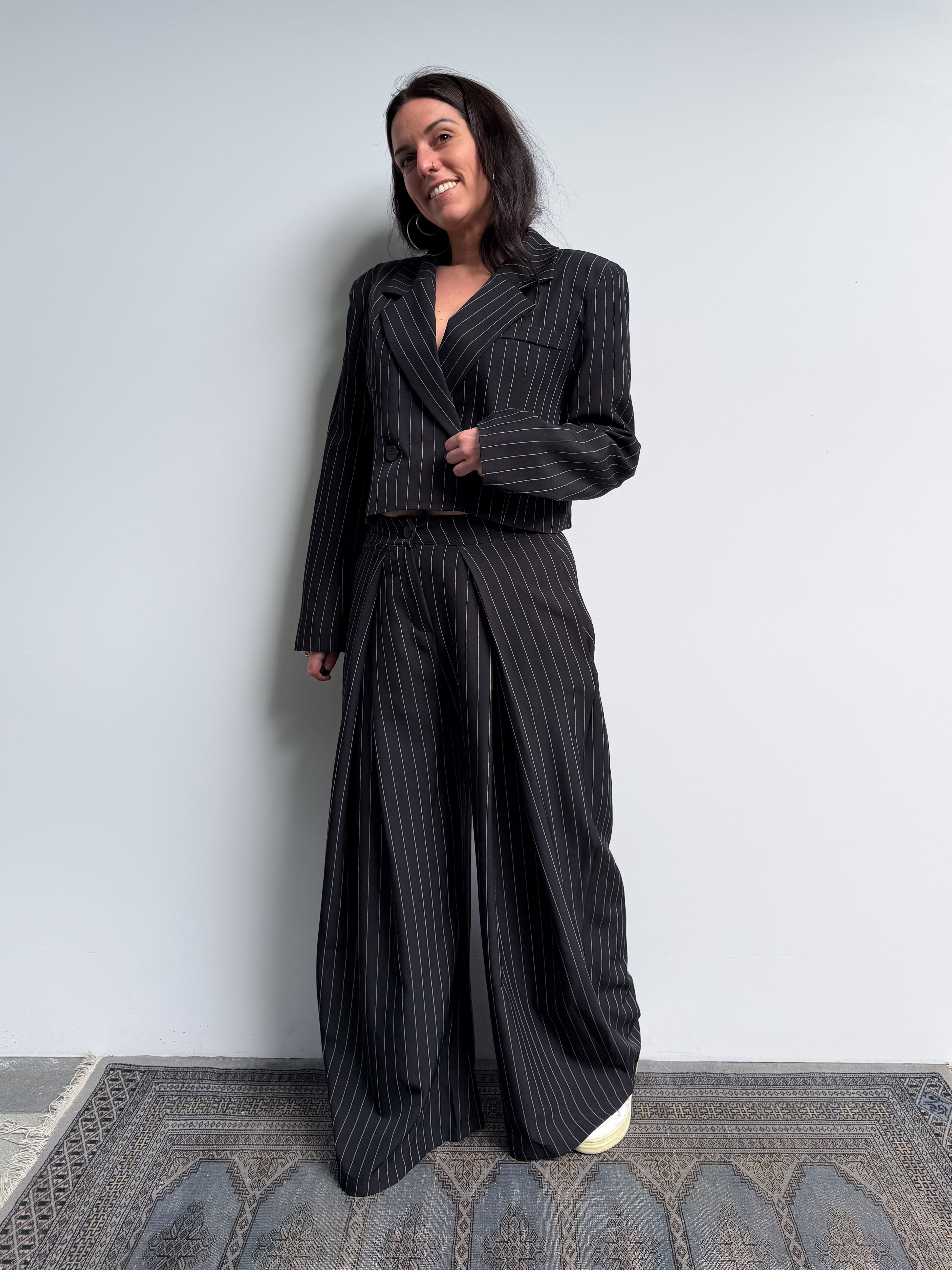 Pantalone gessato baloon