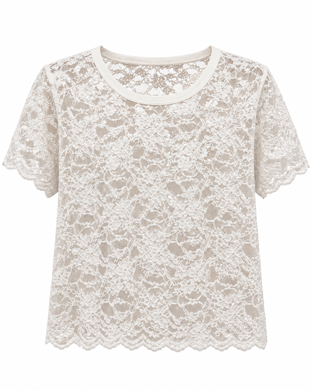 T-shirt in pizzo semitrasparente