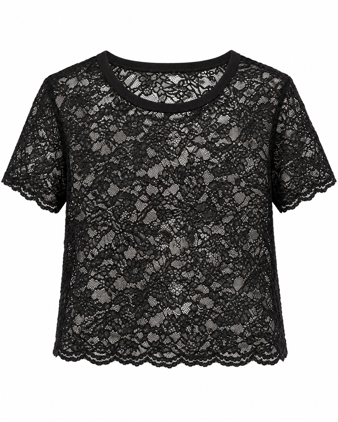 T-shirt in pizzo semitrasparente