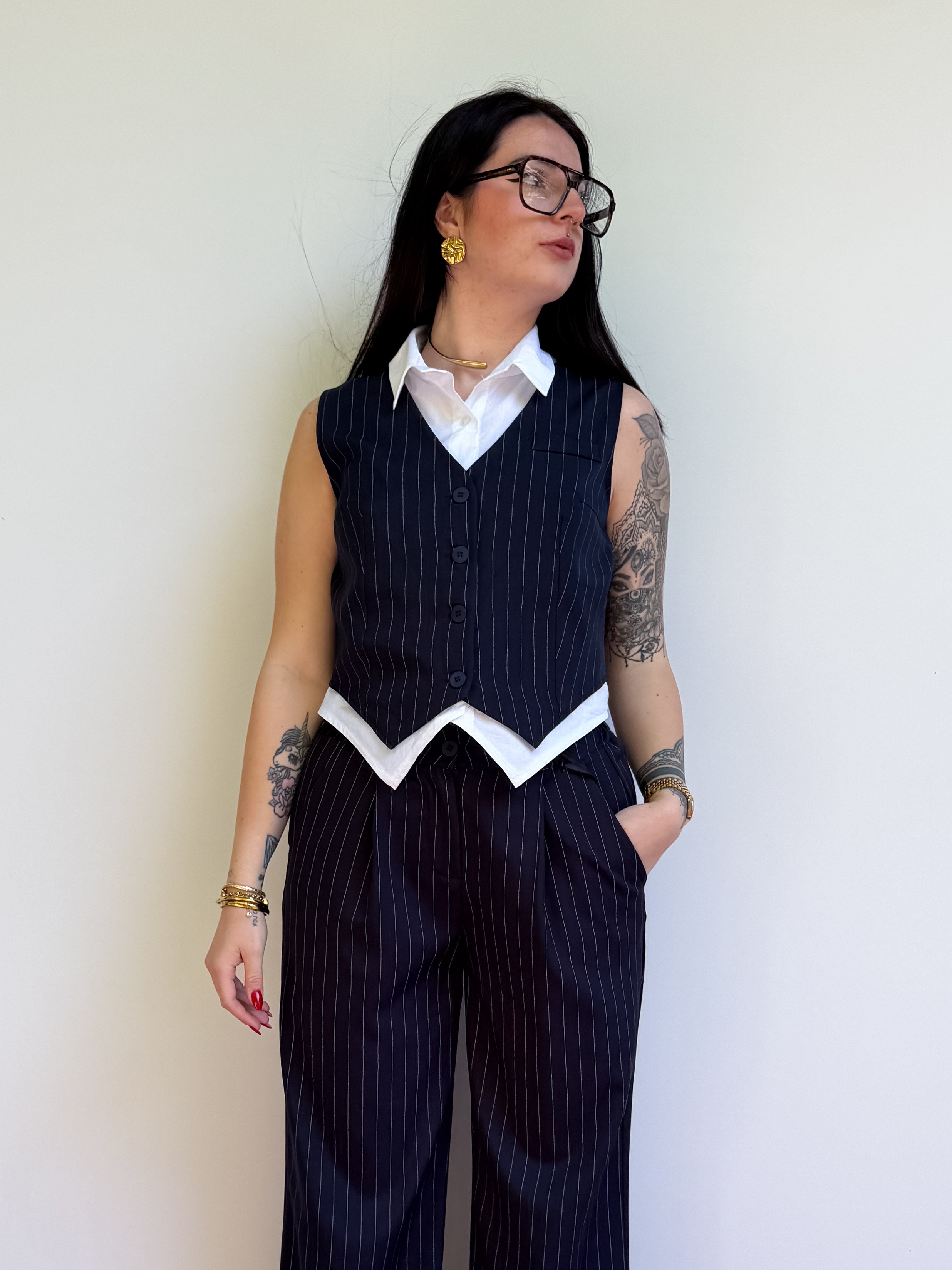 Gilet con finta camicia