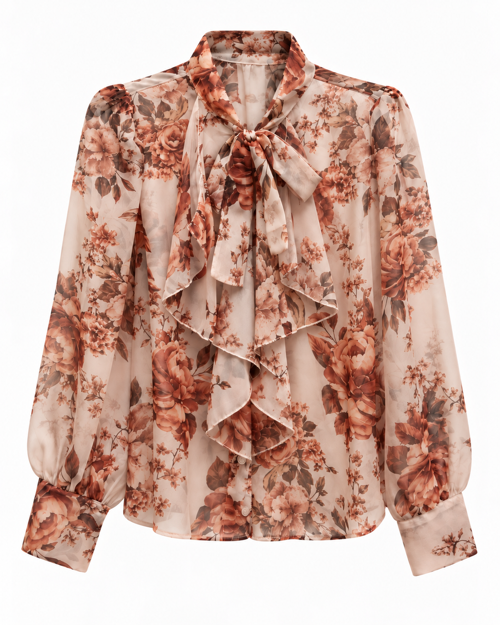 Camicia donna floreale con fiocco