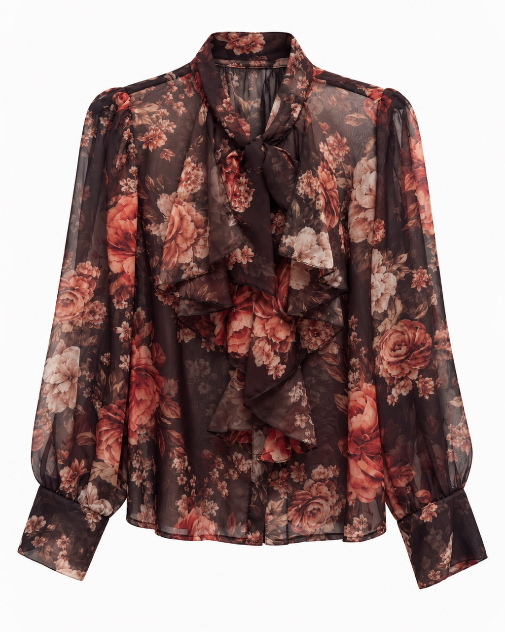 Camicia donna floreale con fiocco