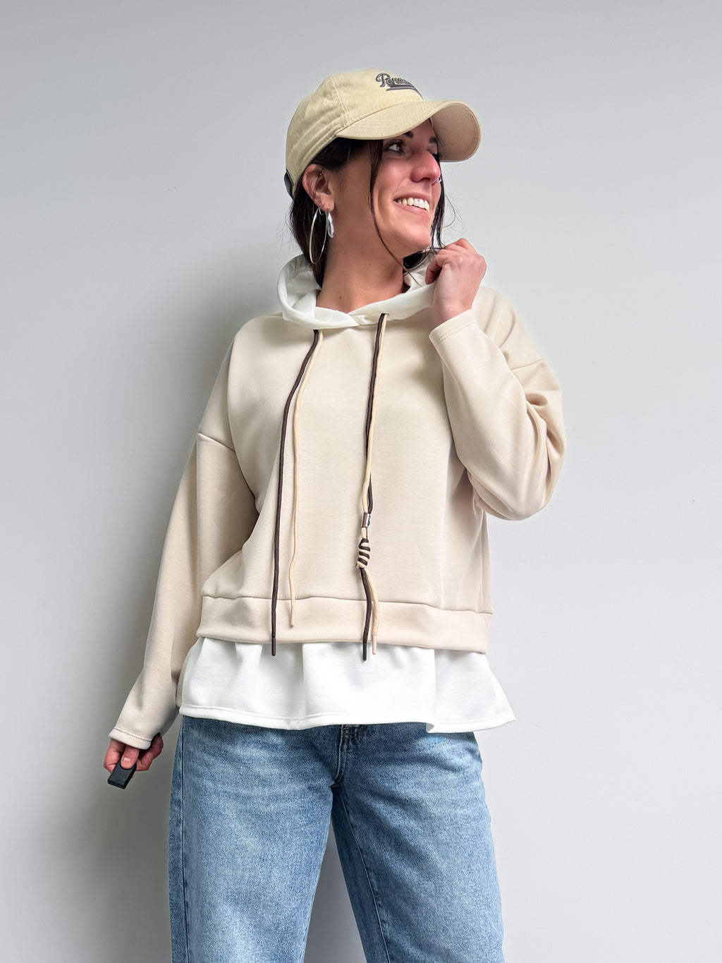 Felpa doppia con cappuccio