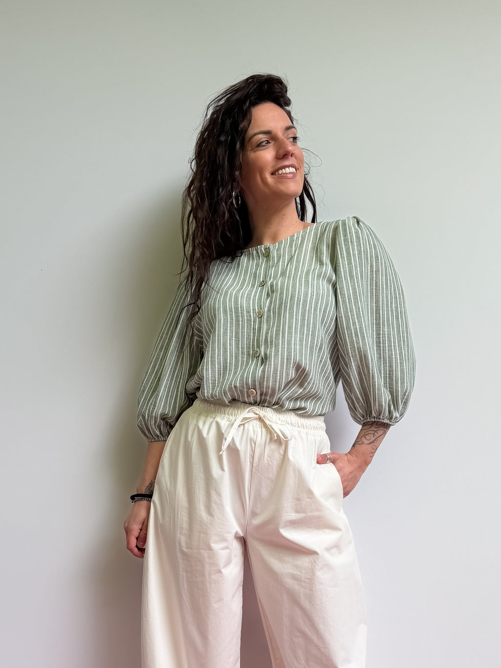 Camicia con manica a palloncino