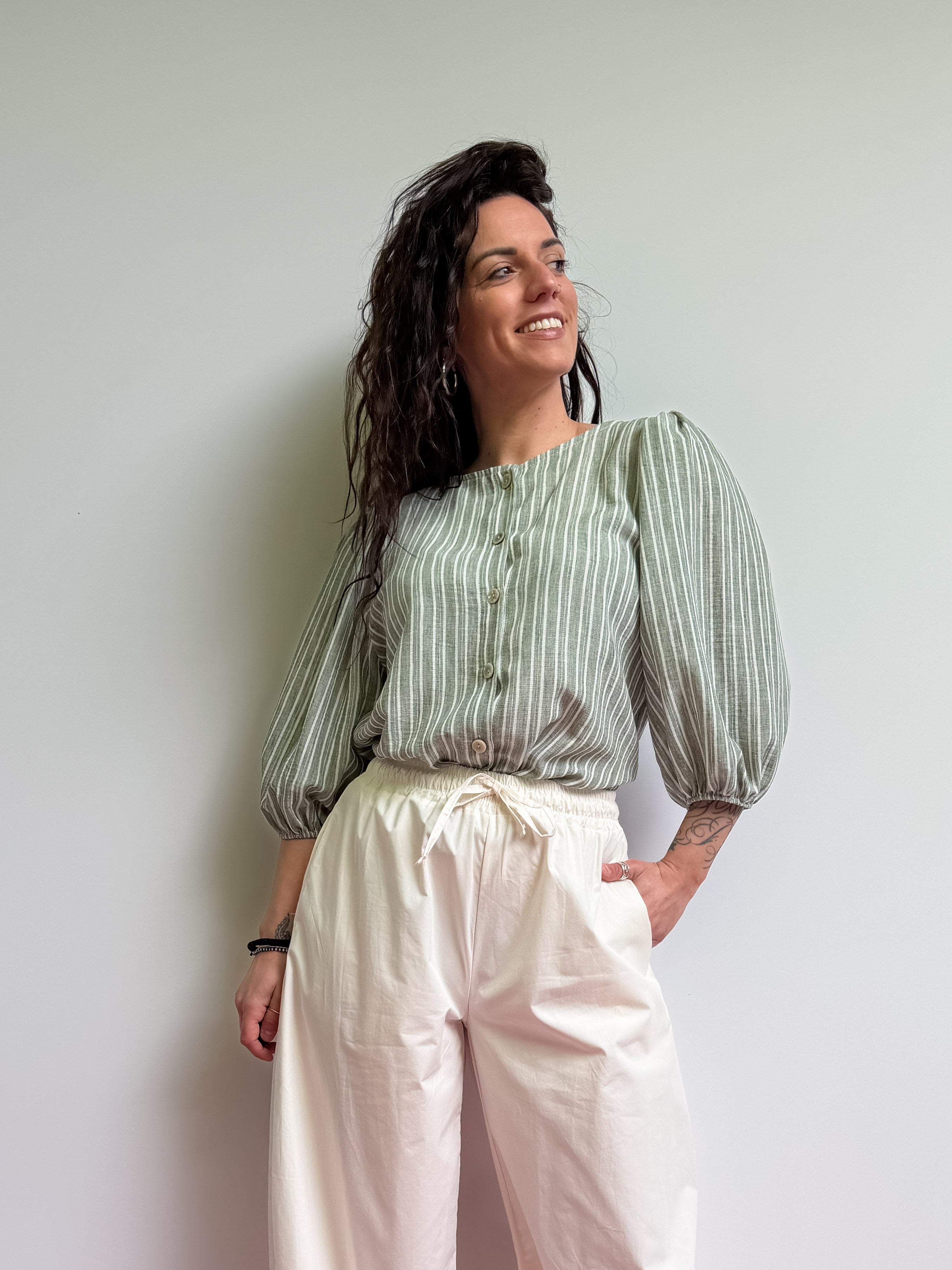 Camicia con manica a palloncino