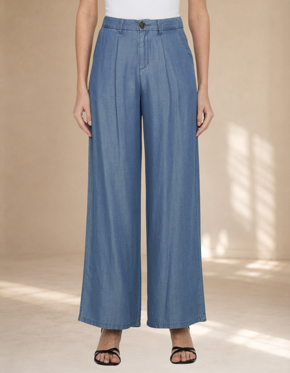 Pantaloni a palazzo in simil jeans
