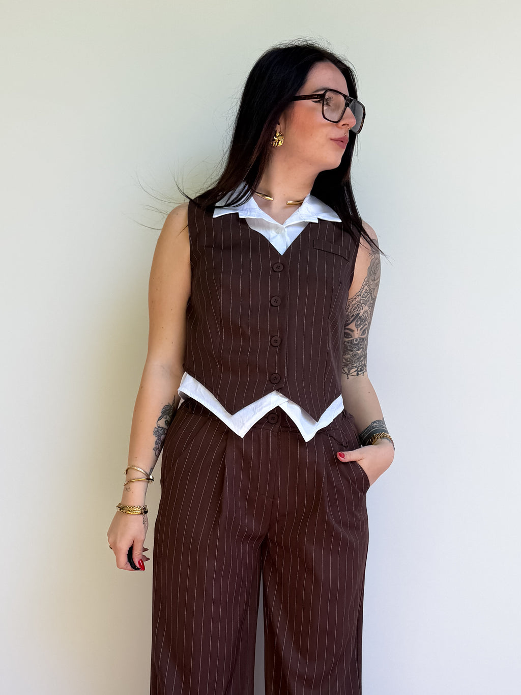 Gilet con finta camicia