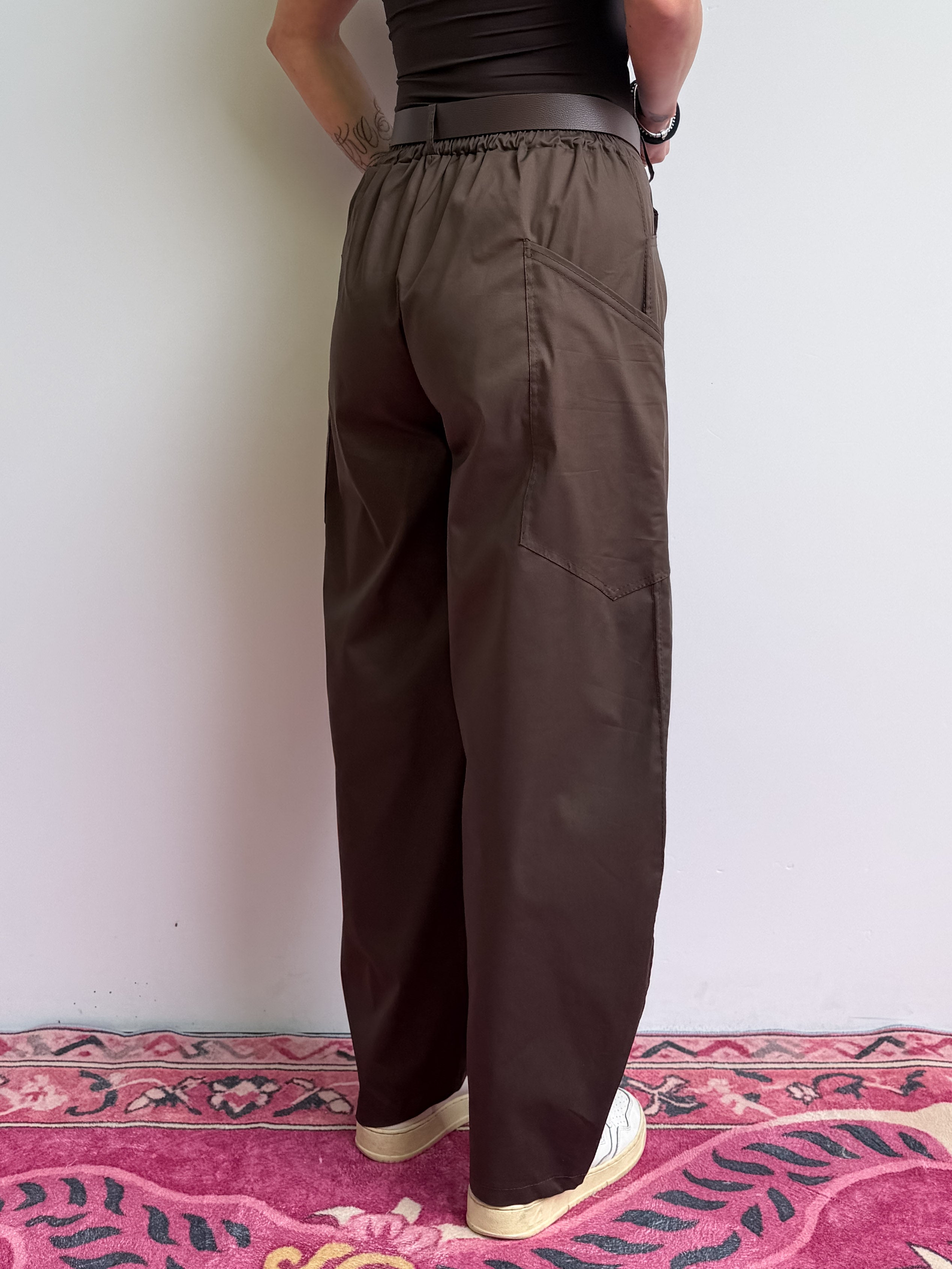 Pantalone barrel in tela