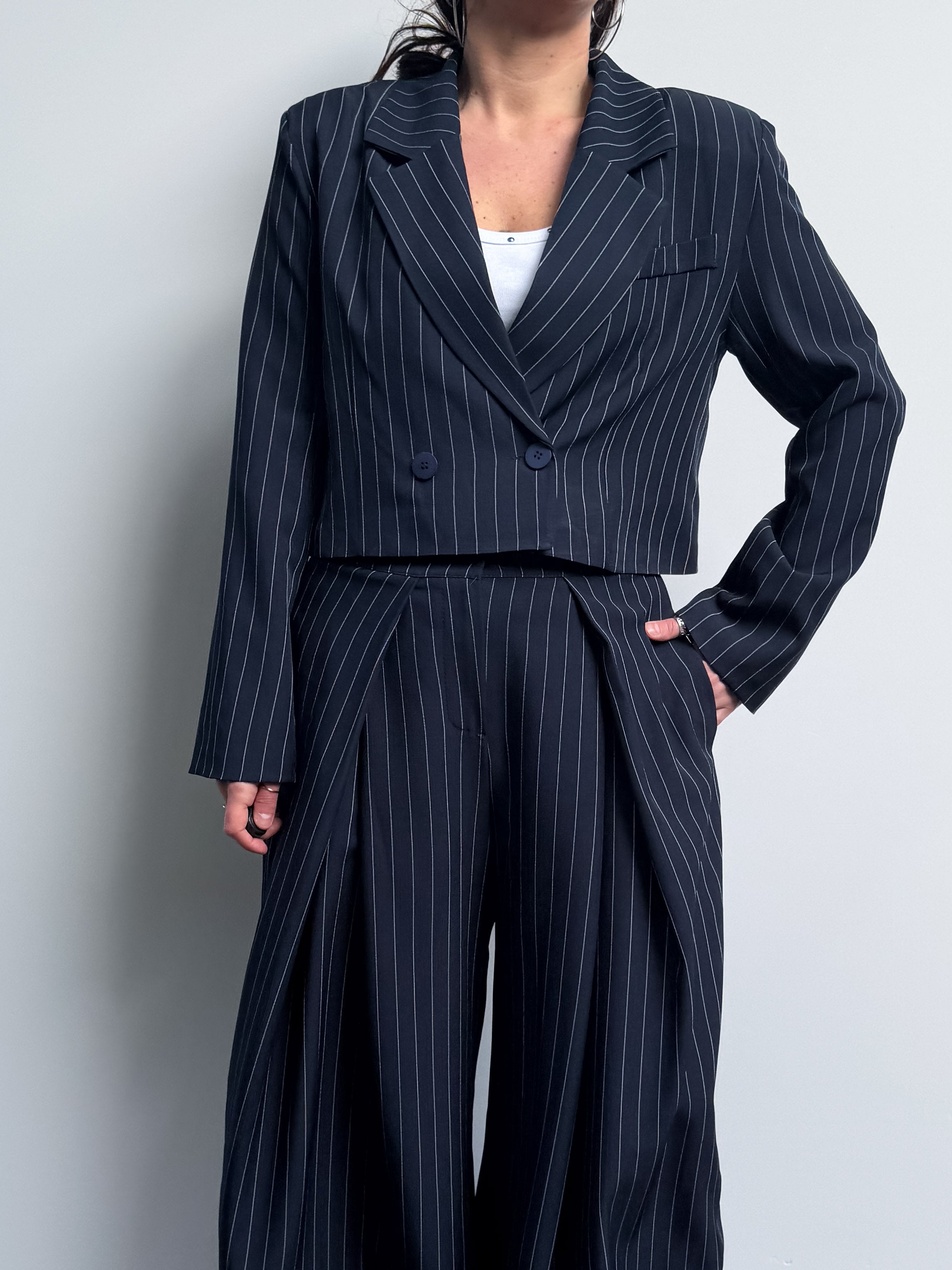 Pantalone gessato baloon