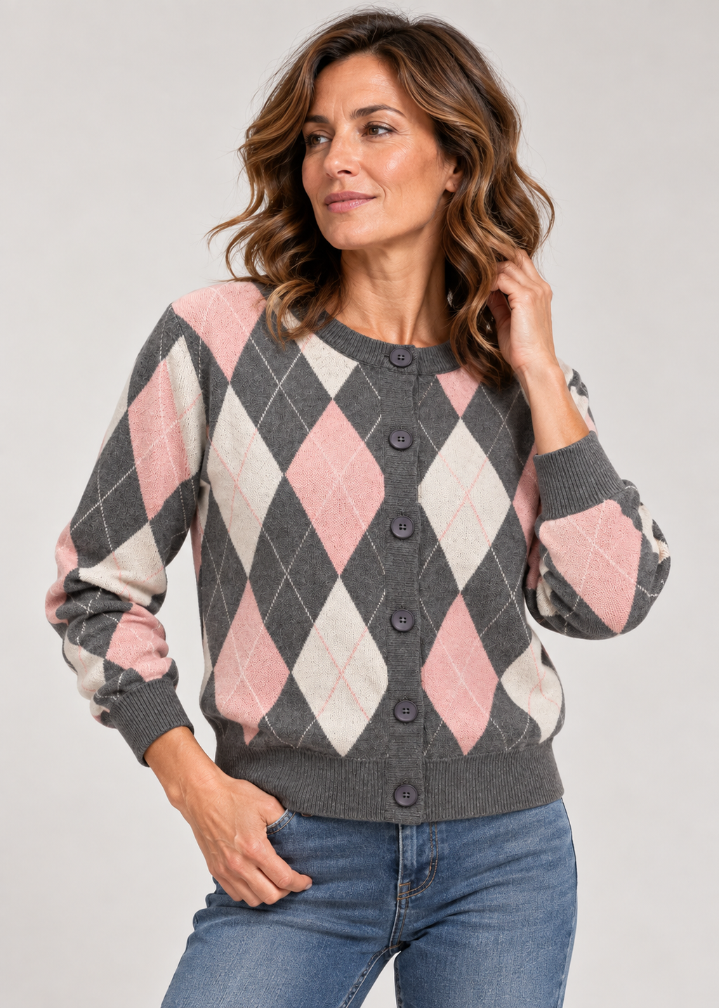 Cardigan donna fantasia rombi
