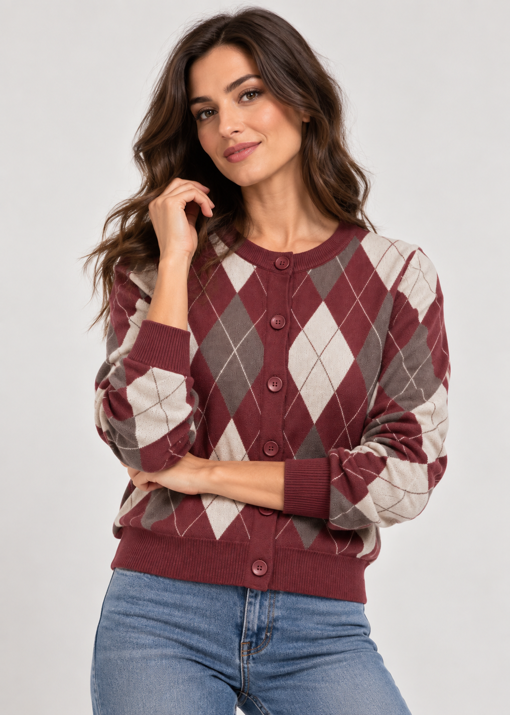 Cardigan donna fantasia rombi