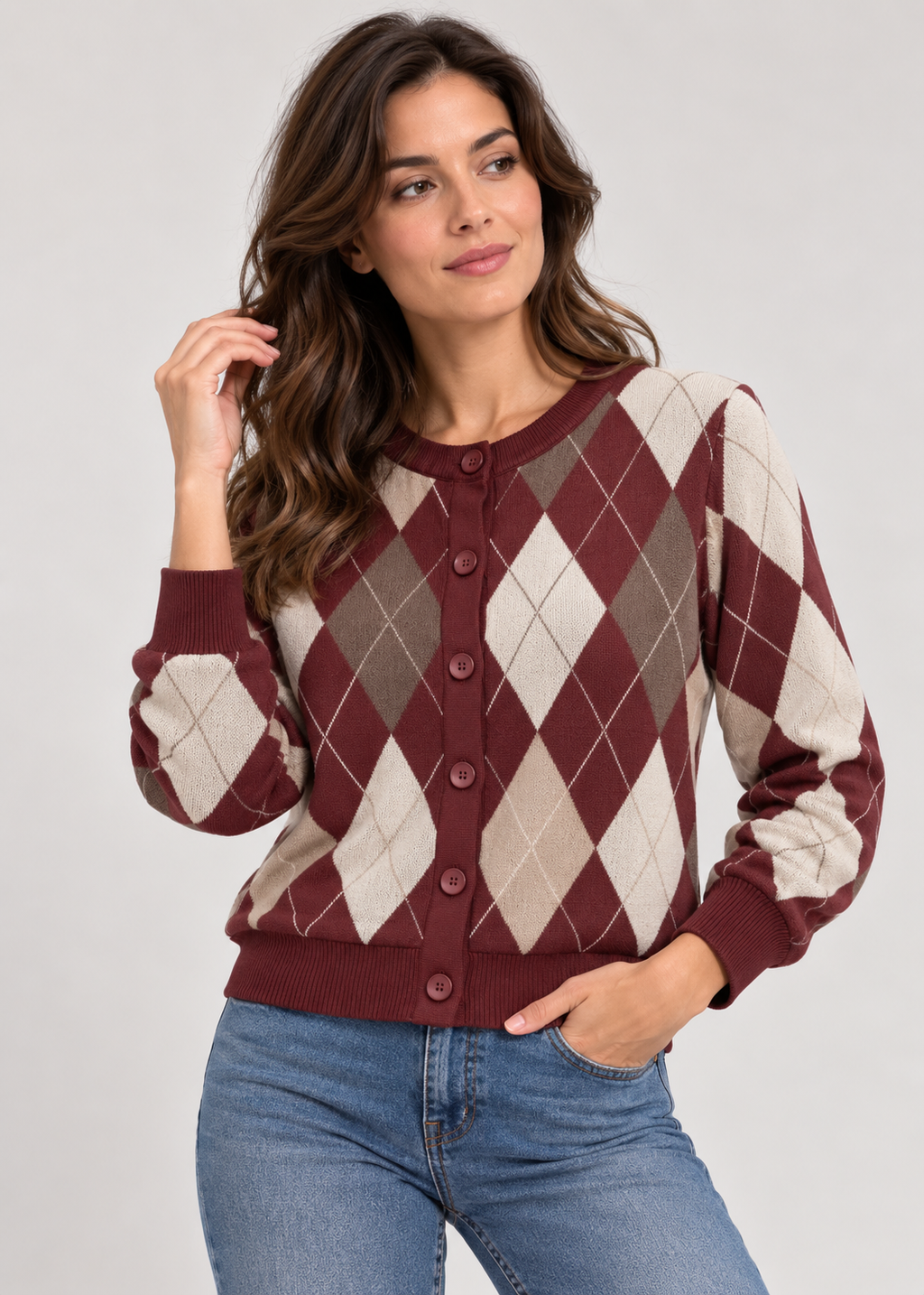 Cardigan donna fantasia rombi