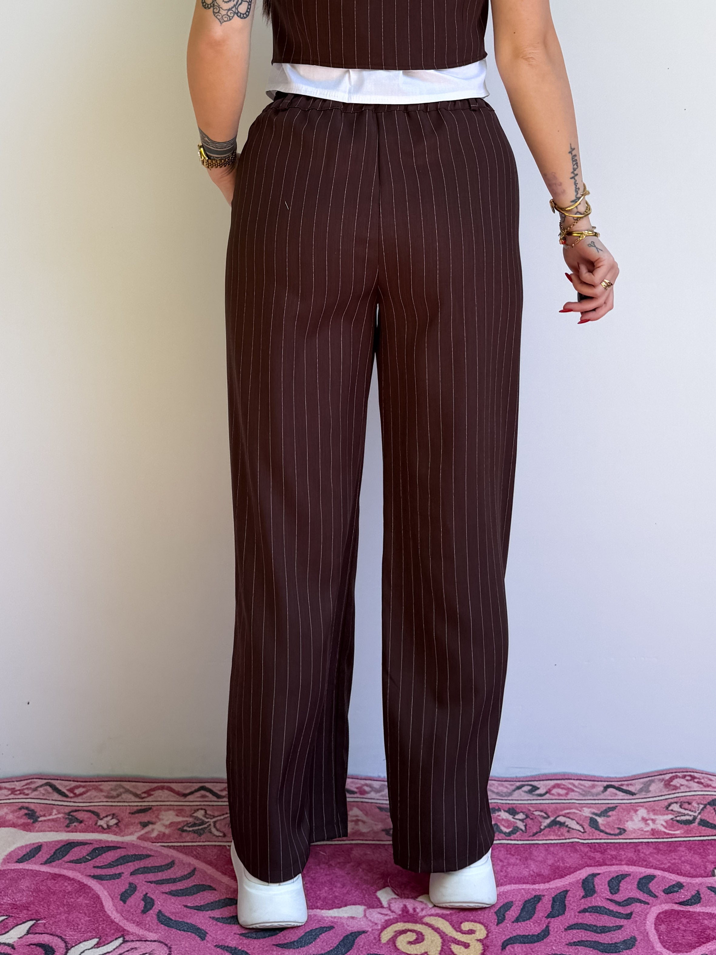 Pantalone ampio gessato