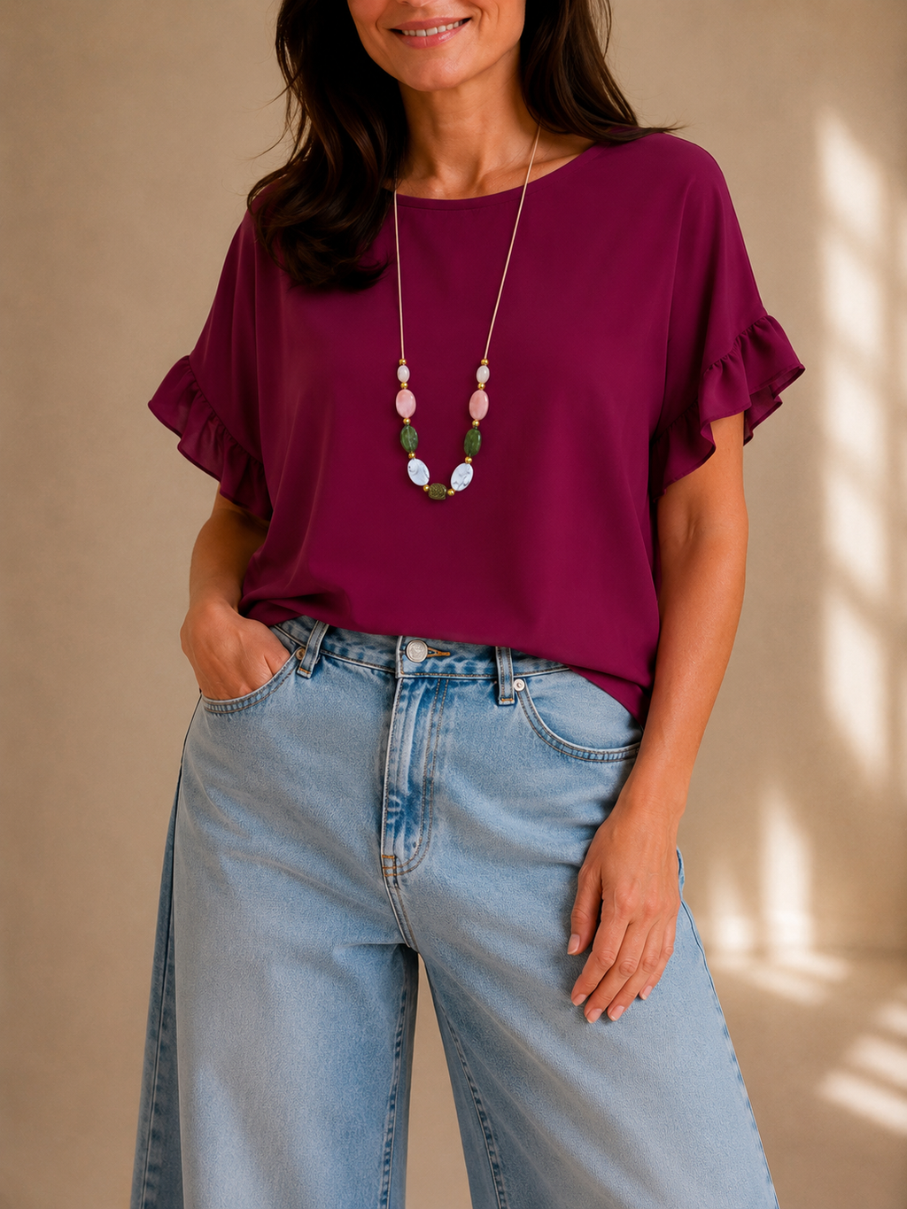 Blusa con manica volant