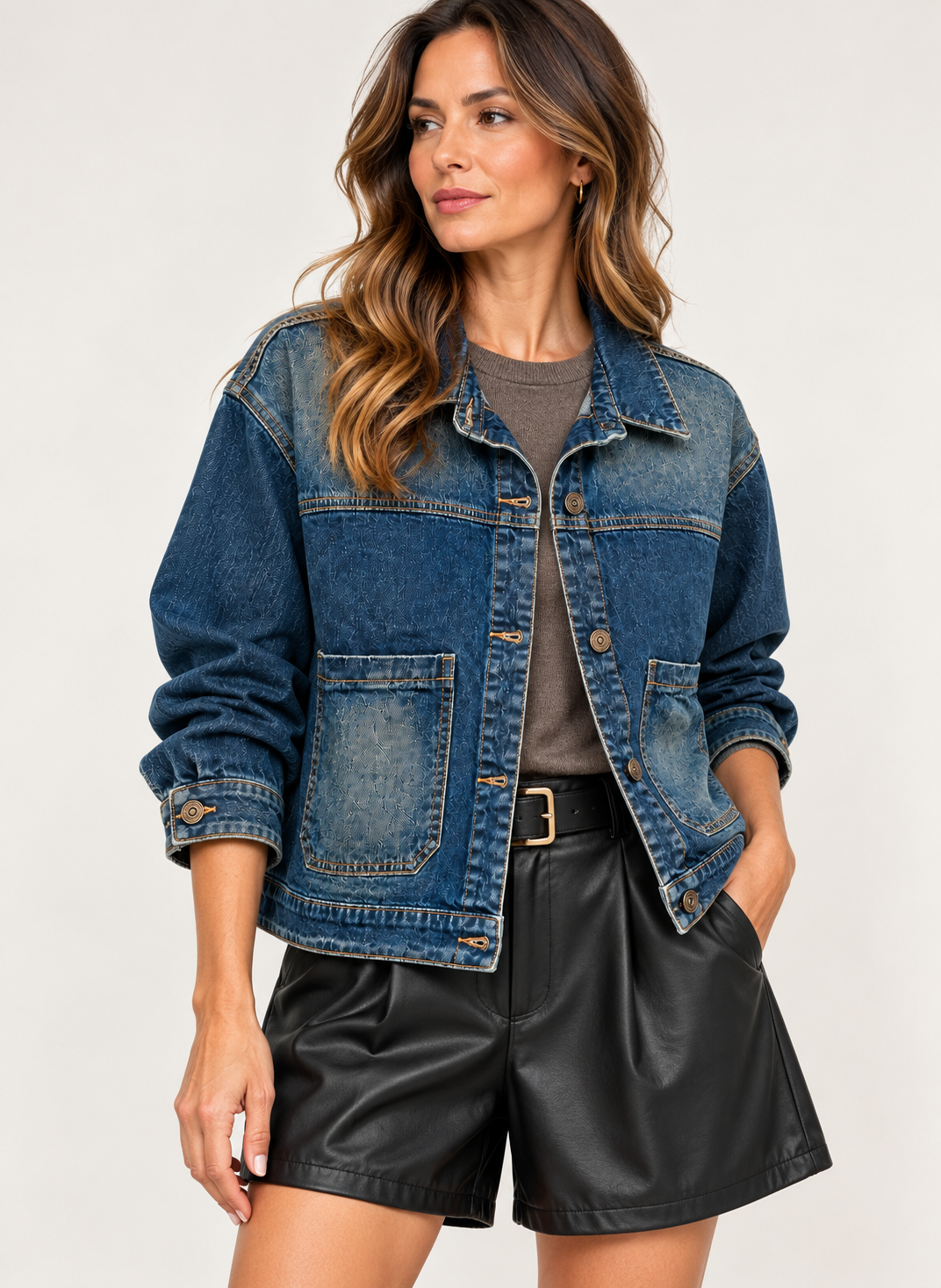 Giubbino donna in denim effetto vintage
