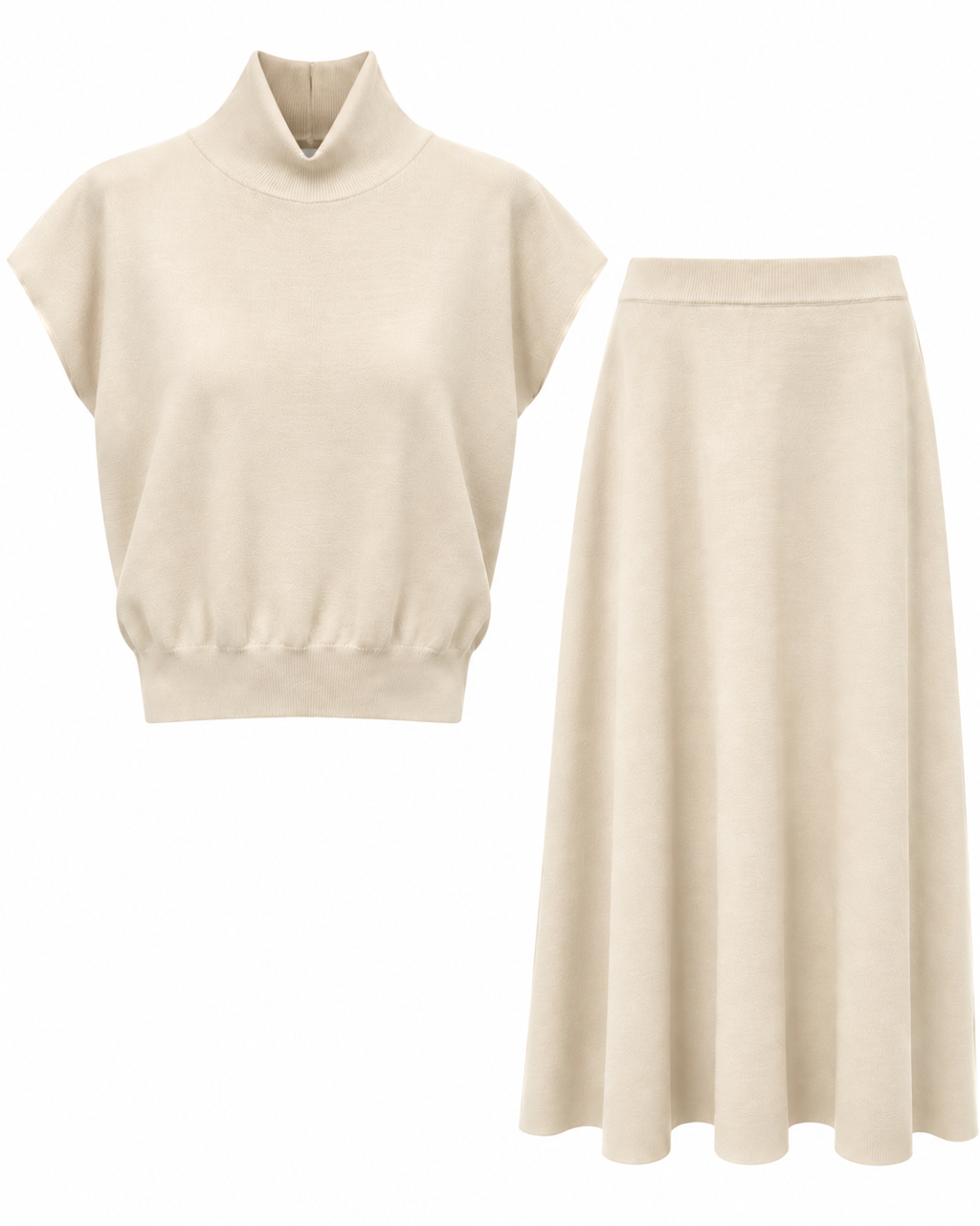 Completo in maglia con gonna midi